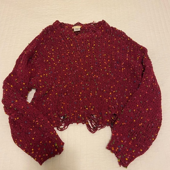 Main Strip Pink Confetti Knit Cropped sweater - Picture 3 of 5